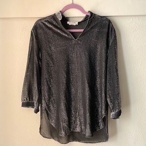 Vintage Teddi of California long sleeve tunic blouse with metallic stitching